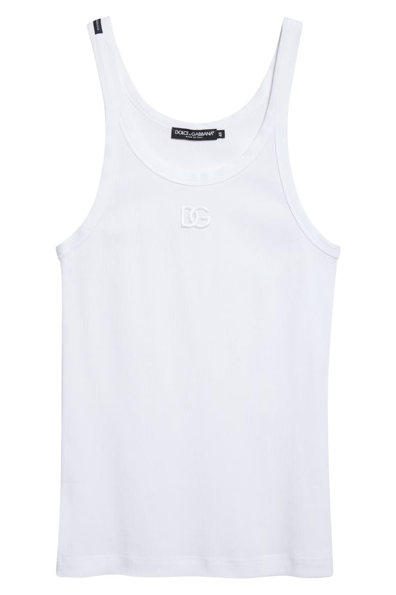 Embroidered Logo Rib Tank, Alternate, color, W0800 BIANCO OTTICO
