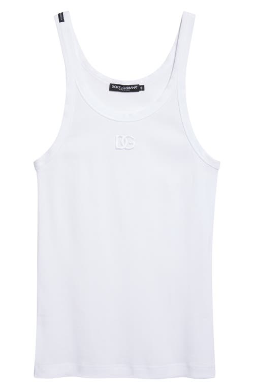 Dolce & Gabbana Dolce&gabbana Embroidered Logo Rib Tank In White