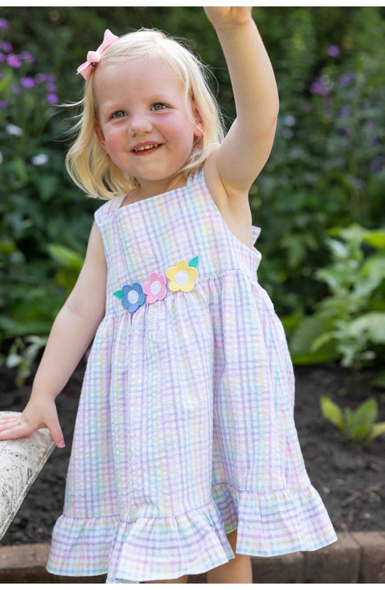 Florence Eiseman Plaid Seersucker Dress With Flowers, Alternate, color, Multi