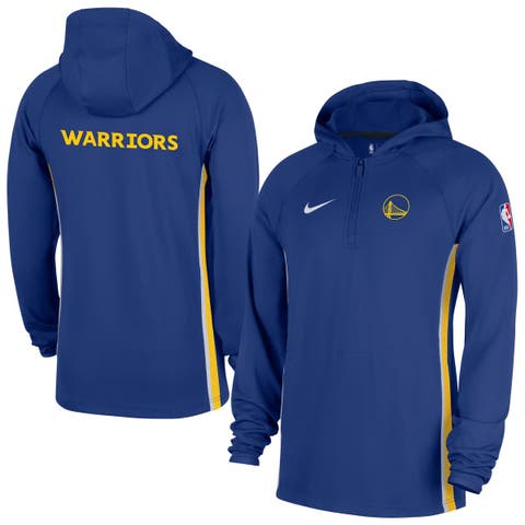 Men's Nike  Blue Golden State Warriors Authentic On Court Zone Quarter-Zip Dri-FIT Hoodie Jacket