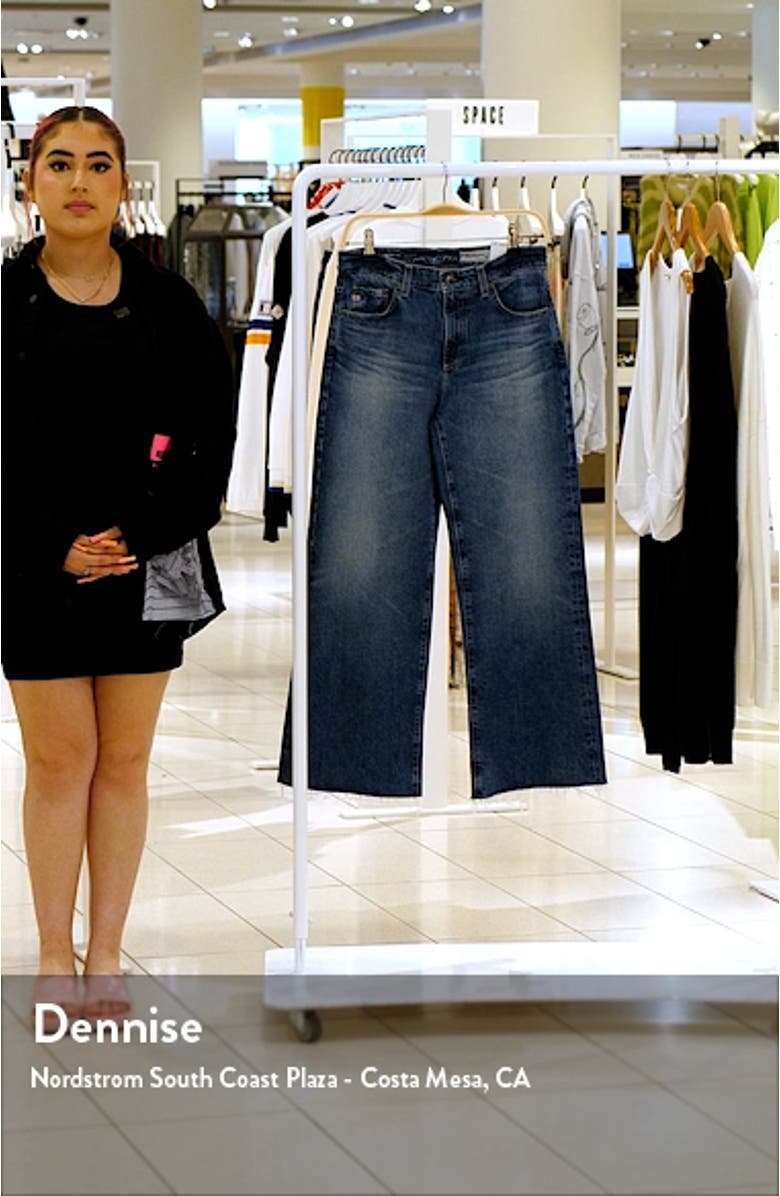 Saige Stretch Raw Hem Crop Wide Leg Jeans, sales video thumbnail