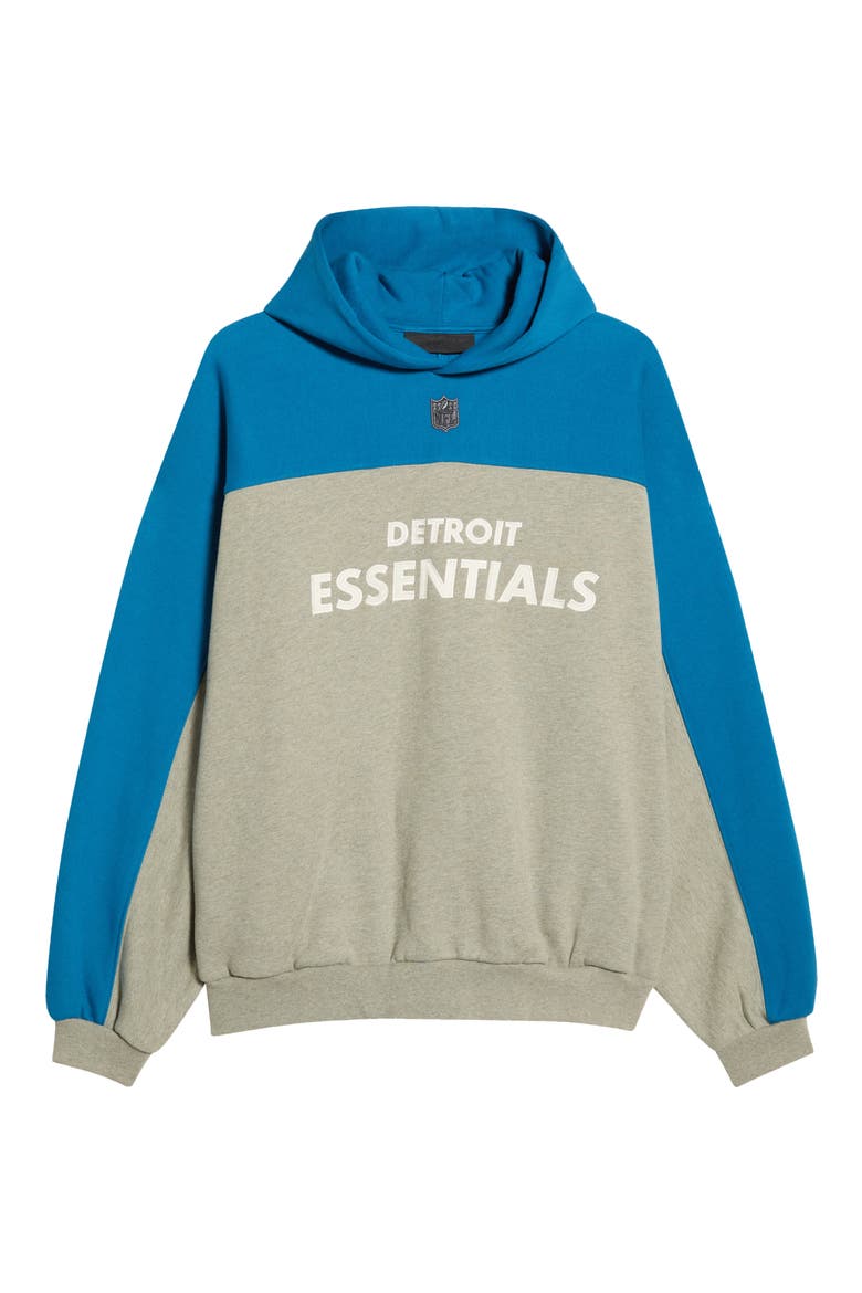 Detroit Lions 90s Relaxed Colorblock Hoodie, Main, color, CONCRETE HEATHER/BLUE SAPPHIRE