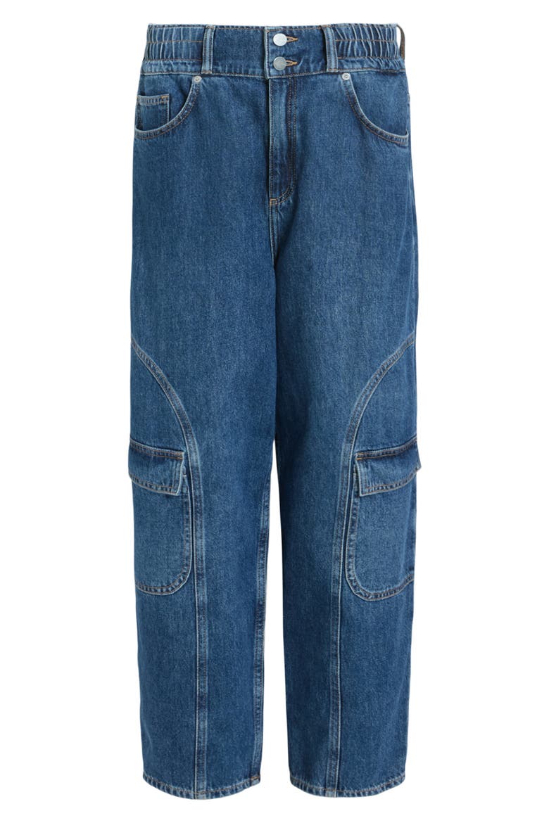 Hailey High Waist Straight Leg Cargo Jeans, Alternate, color, MID INDIGO
