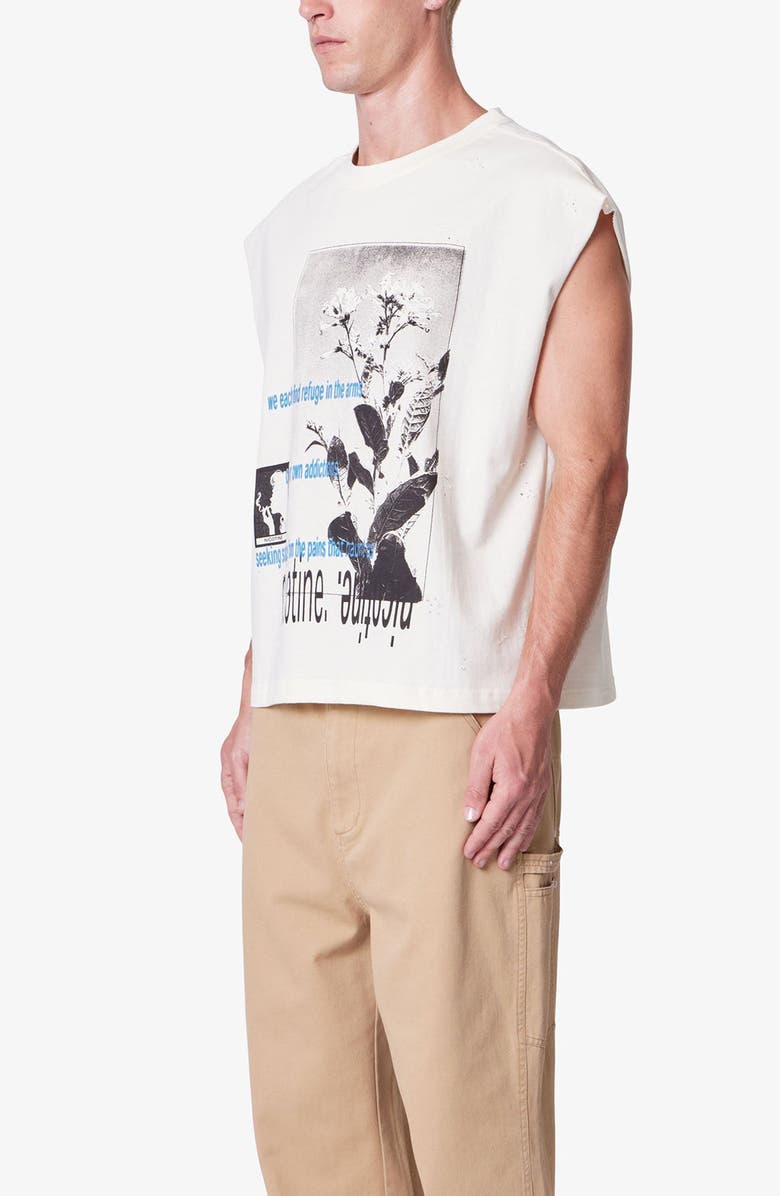 mnml Sleeveless Distressed Graphic Cutoff T-Shirt, Alternate, color, 