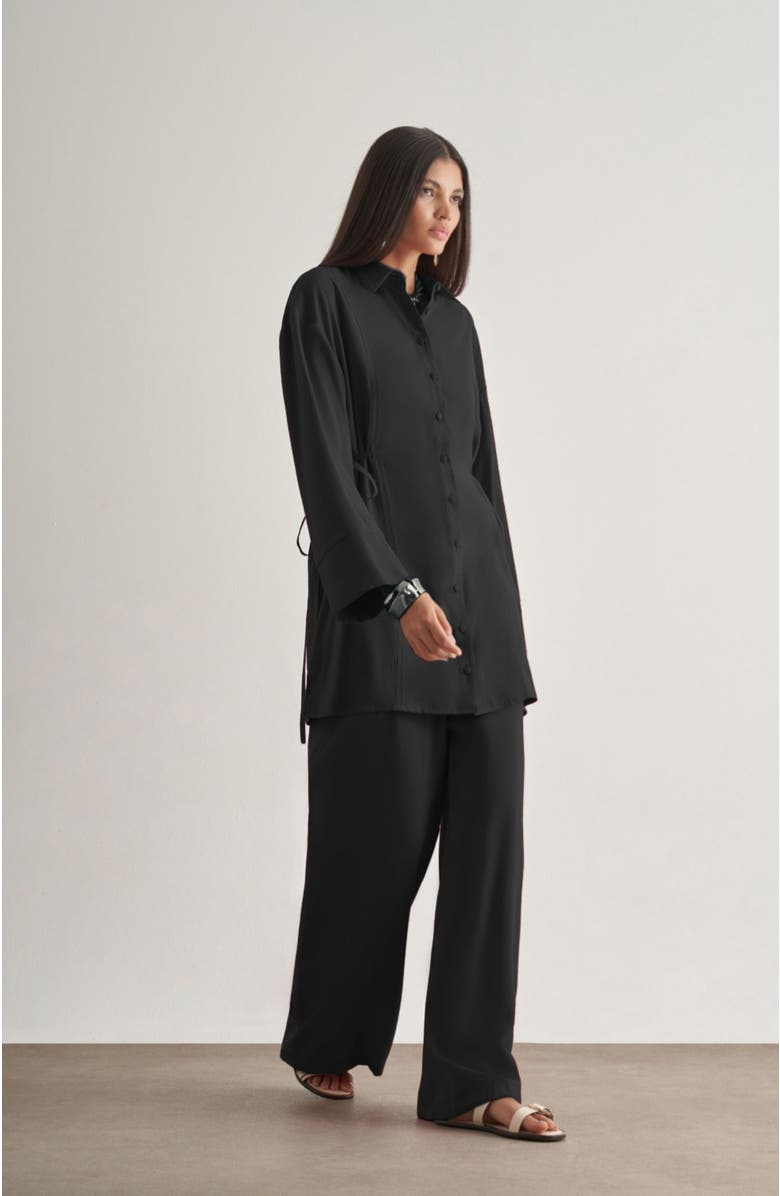 Mizalle Side-Tie Tunic, Alternate, color, Black