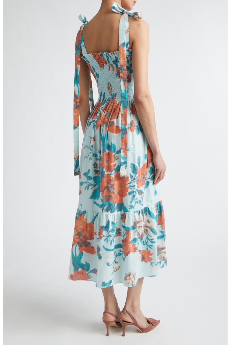Floral Tiered Cotton Midi Sundress, Alternate, color, TRAILING POPPY DREAM BLUE