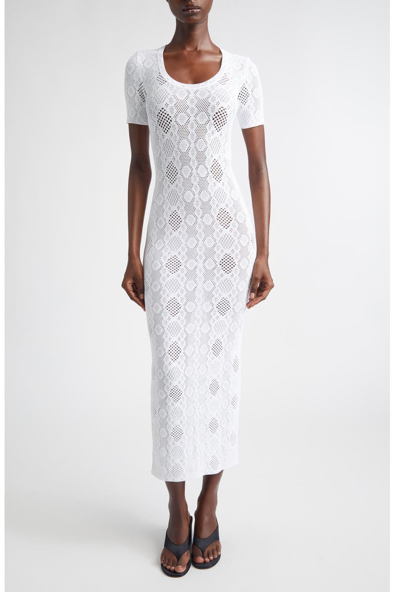 Openwork Python Lace Dress, Main, color, BLANC