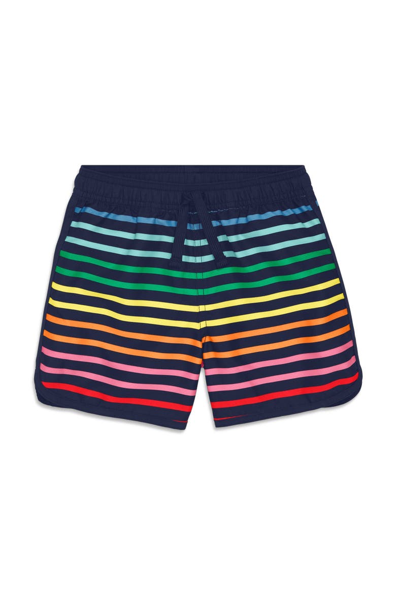 Kids Board Short, Main, color, Navy Rainbow Double Stripe