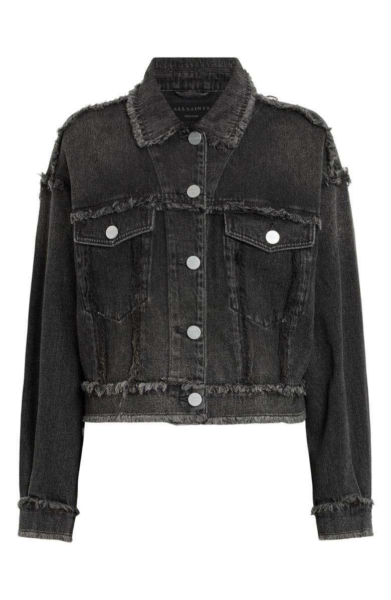 AllSaints Claude Frayed Denim Trucker Jacket, Alternate, color, 