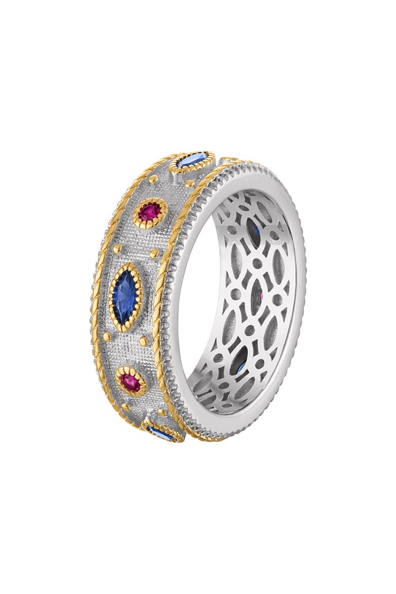 Lab Created Sapphire & Ruby Ring, Alternate, color, WHITE