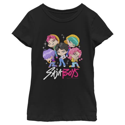 Girl's KPop Demon Hunters Saja Boys Chibi Group  Graphic T-Shirt