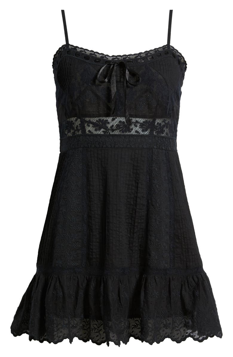 LoveShackFancy Maera Smocked Back Minidress, Alternate, color, Black