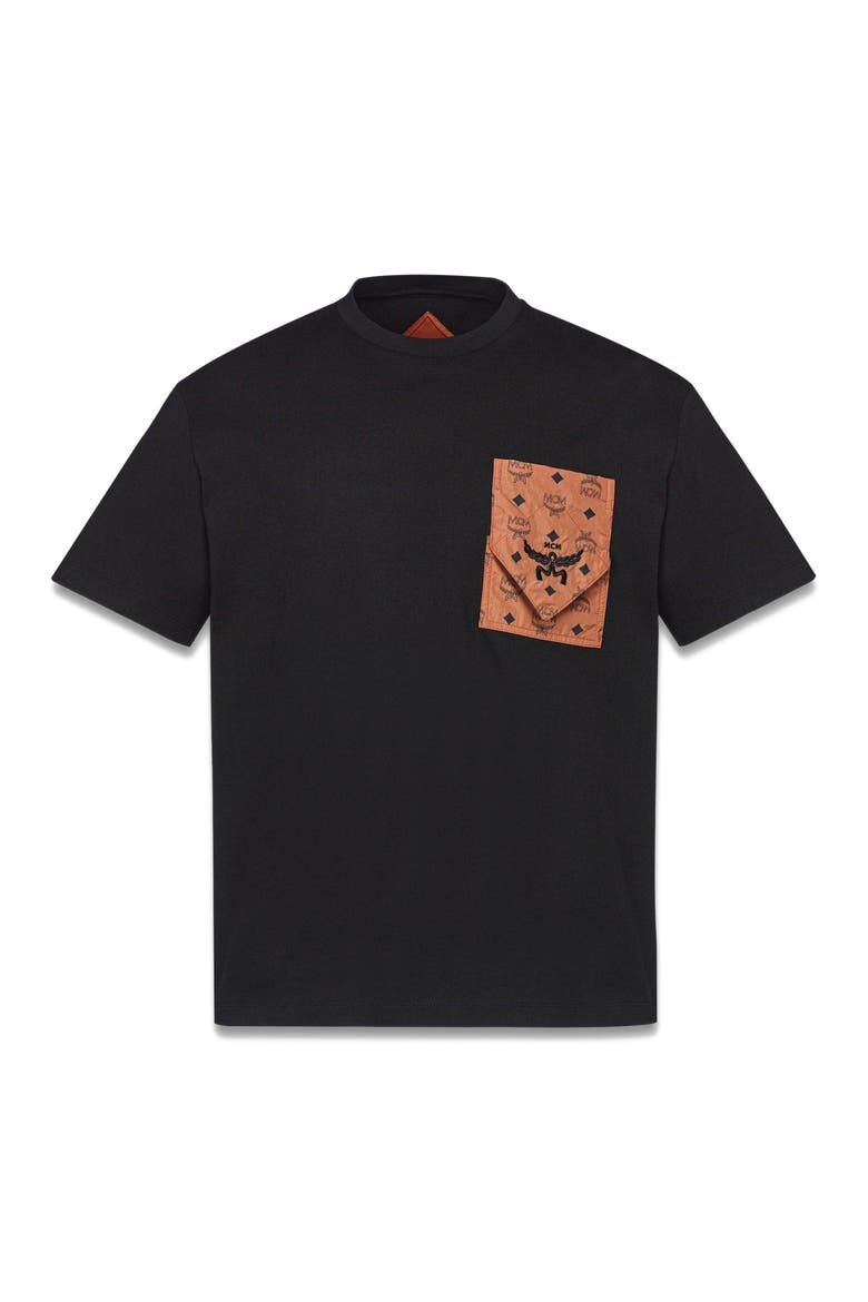 Monogram Patch Pocket T-Shirt in Organic Cotton, Alternate, color, Black