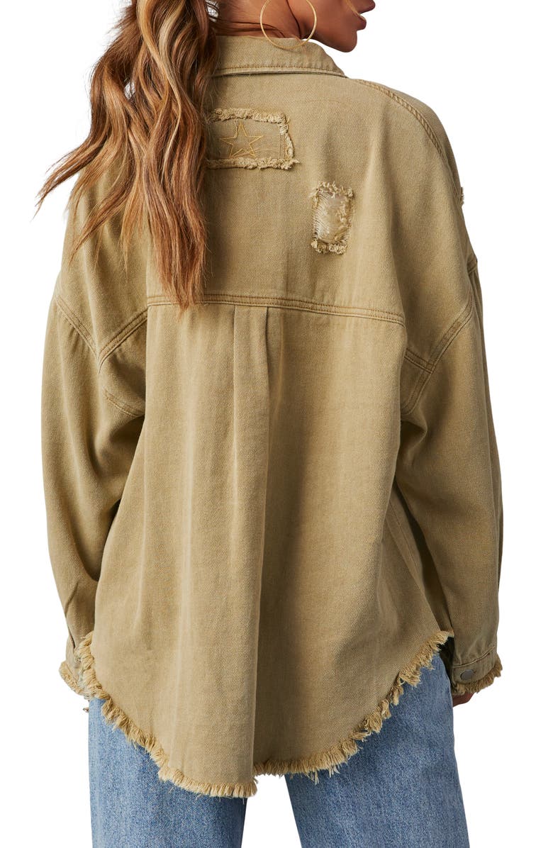 VICI Collection Thinking Out Loud Distressed Denim Shirt Jacket, Alternate, color, 