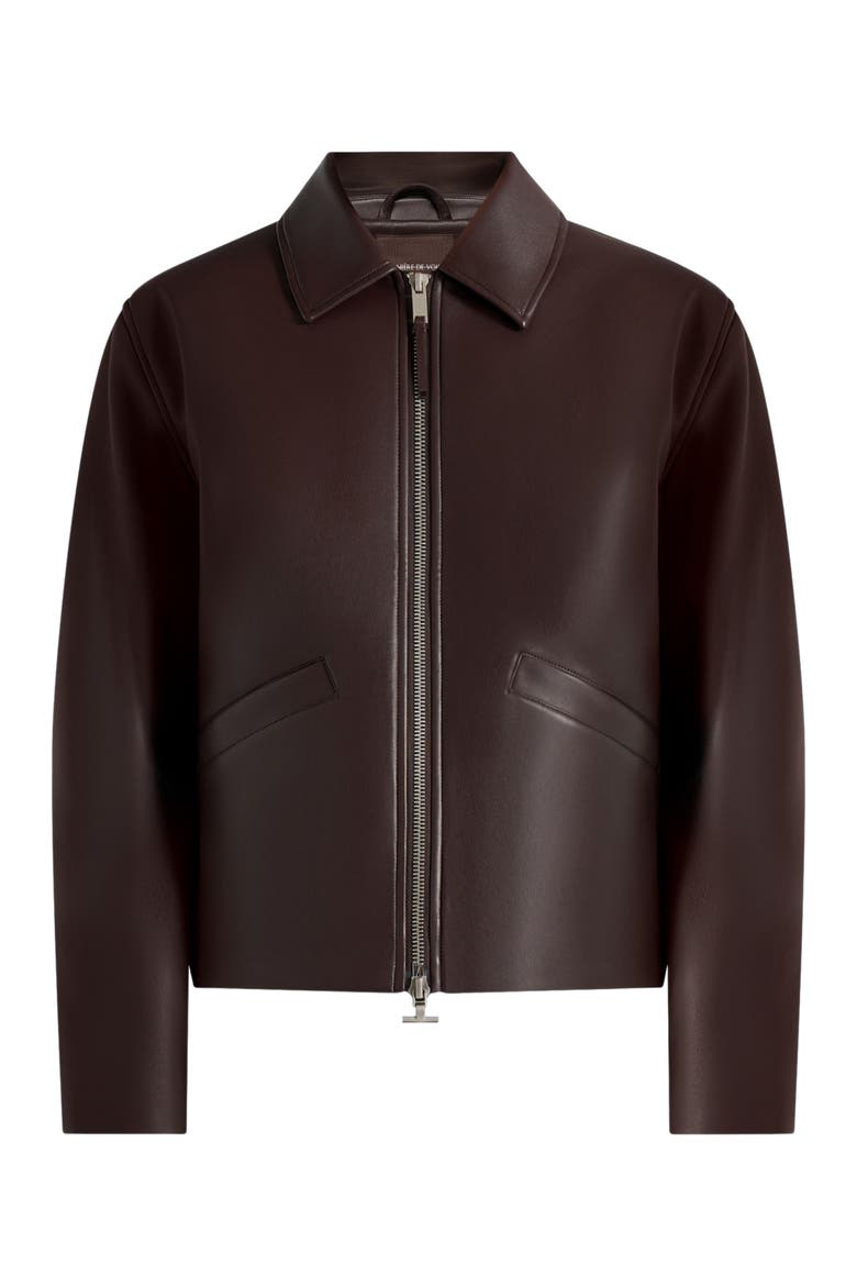 Yves Minimal Leather Jacket, Alternate, color, Dark Brown
