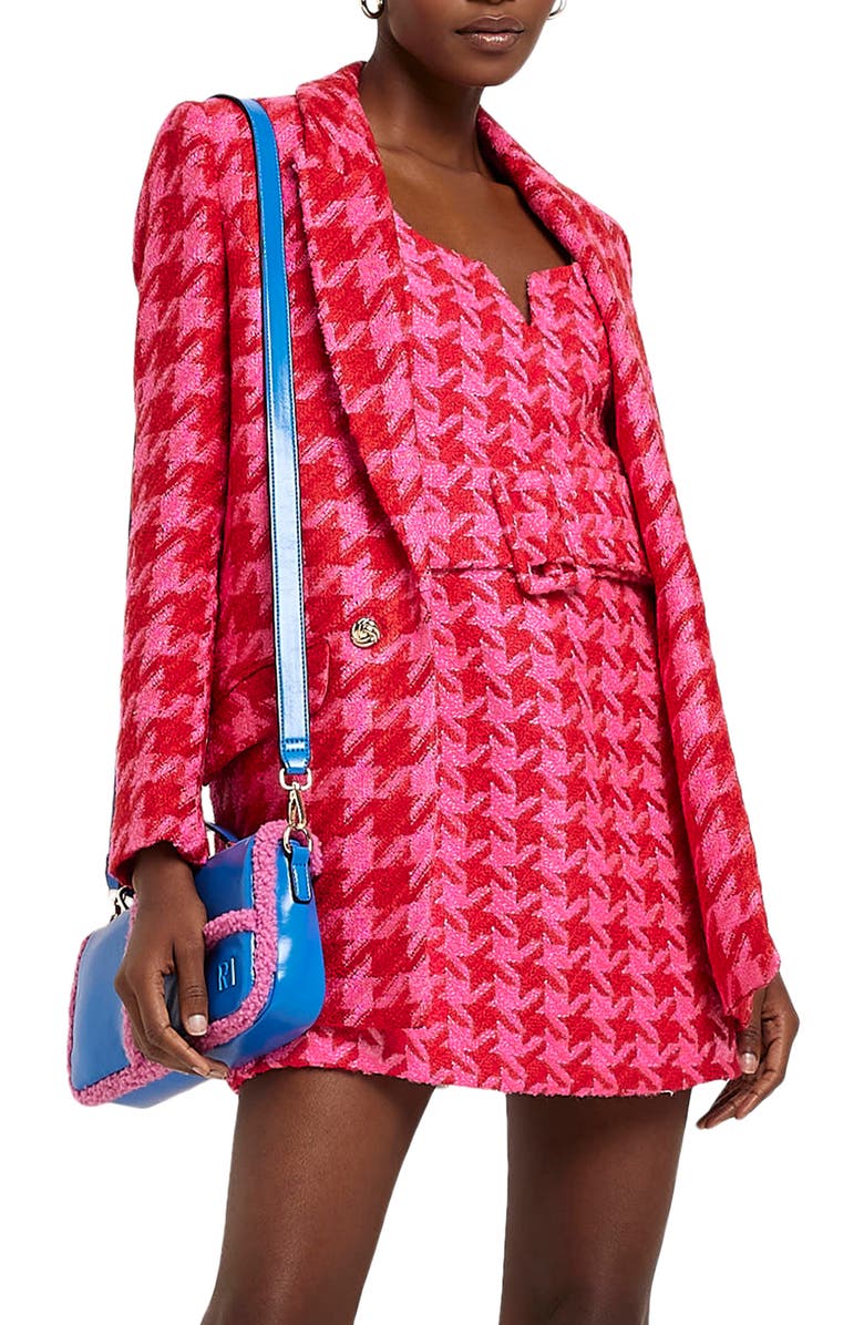 River Island Houndstooth Bouclé Blazer, Main, color,