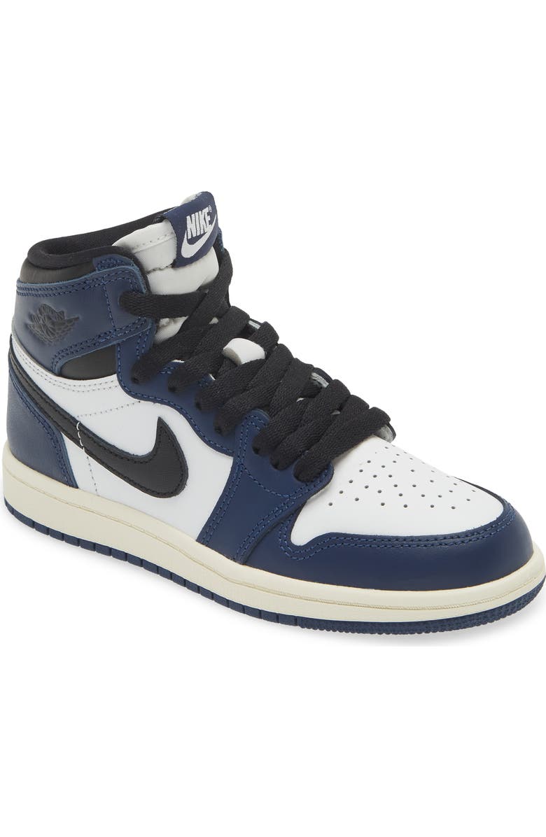 Jordan Kids' Air Jordan 1 Retro High OG Basketball Sneaker, Main, color, Navy/ Black/ White/ Sail