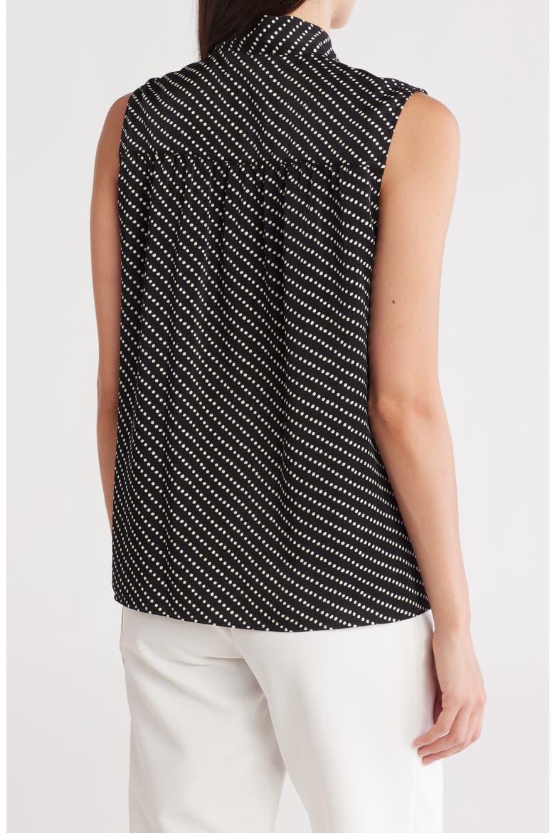 Tie Front Sleeveless Top, Alternate, color, BLACK/ IVORY