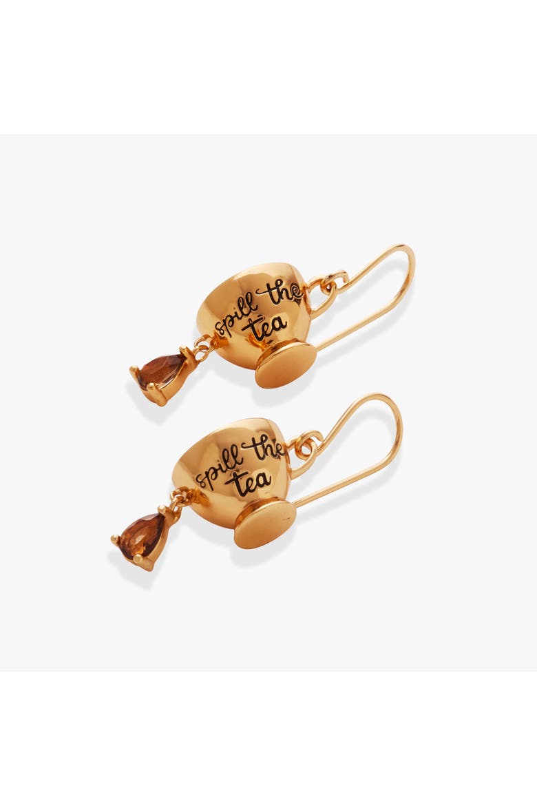 'Spill the Tea' Cup Drop Earrings, Alternate, color, Gold