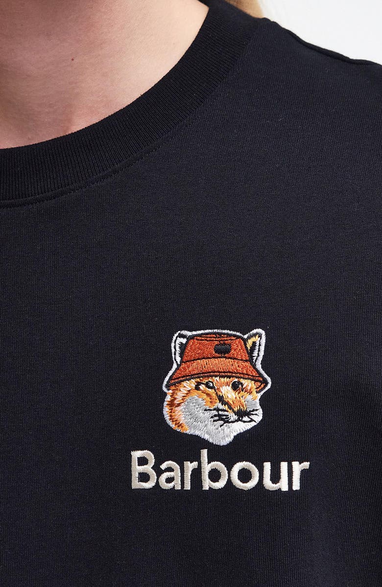 Barbour x Maison Kitsuné Long Sleeve Cotton Logo Graphic T-Shirt