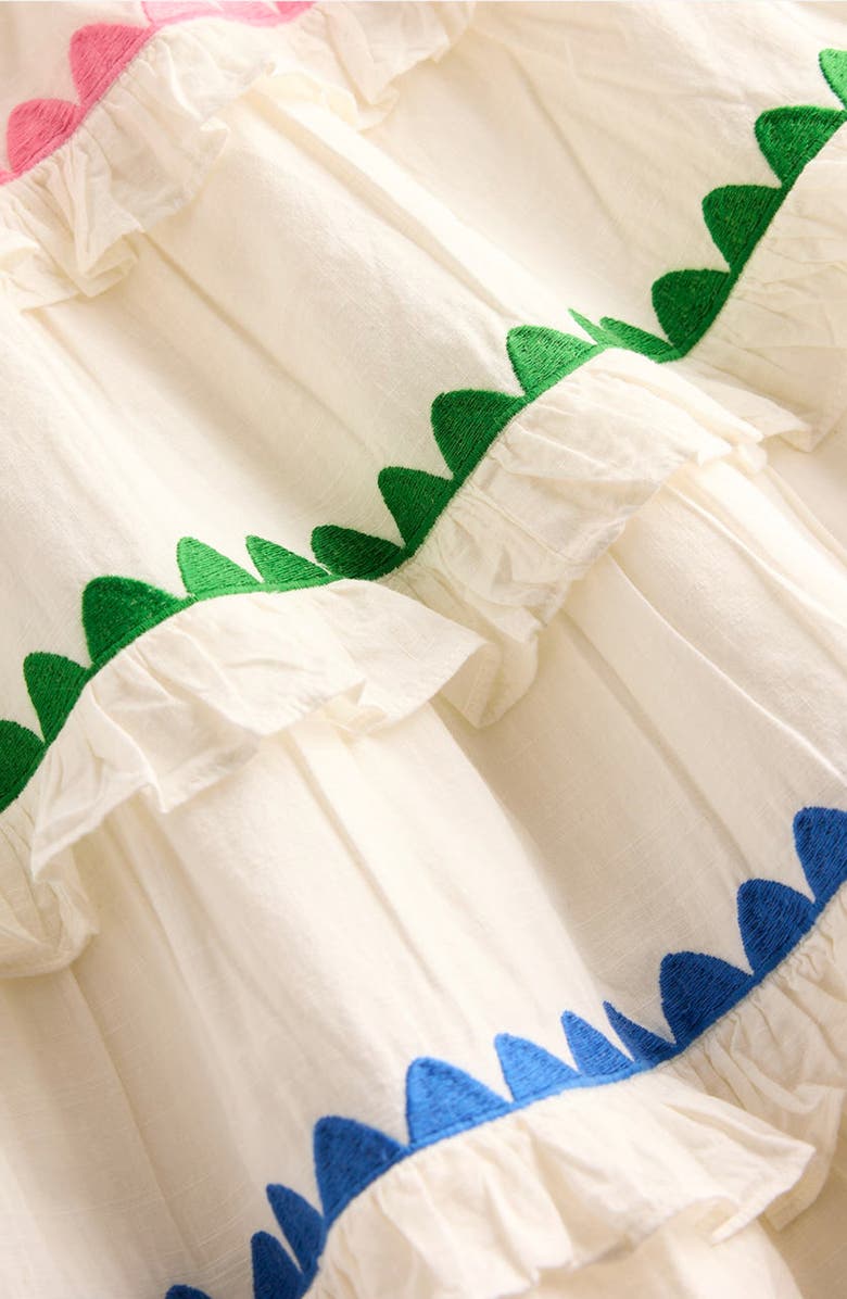 Mini Boden Kids' Cotton Tiered Midi Skirt, Alternate, color, Soft Ivory Rainbow