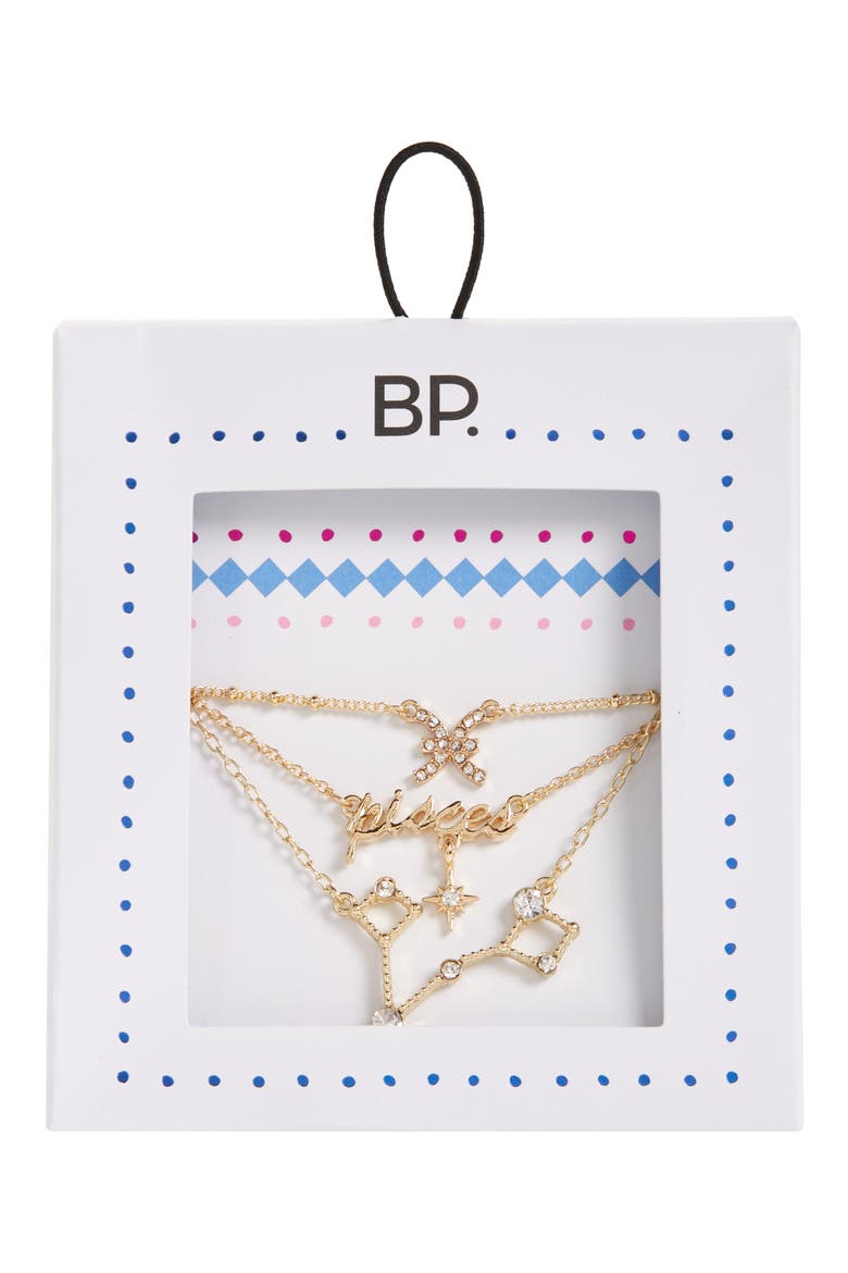 Crystal Zodiac Triple Layer Pendant Necklace, Main, color, PISCES- GOLD