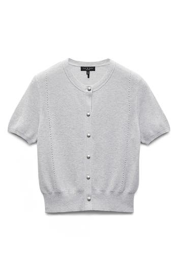 Rag & Bone Dina Short-sleeve Cardigan In Gray