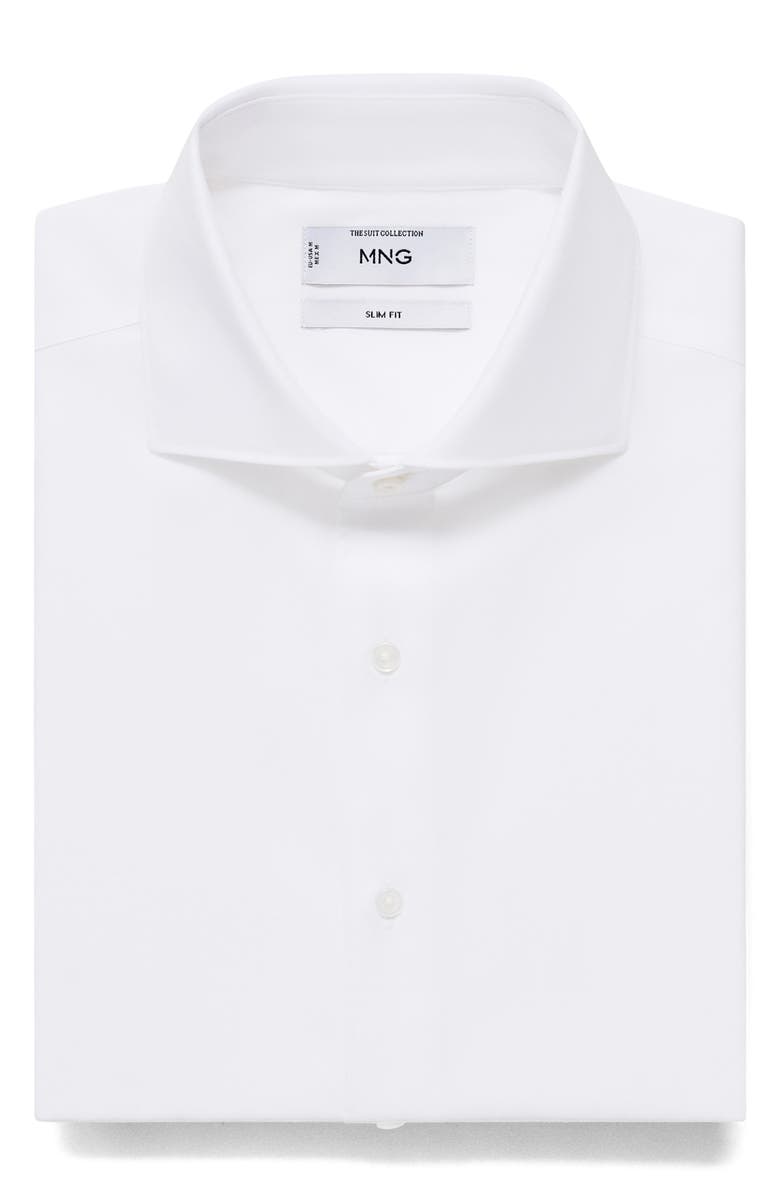 MANGO Slim Fit Cotton Button-Up Shirt, Alternate, color, White