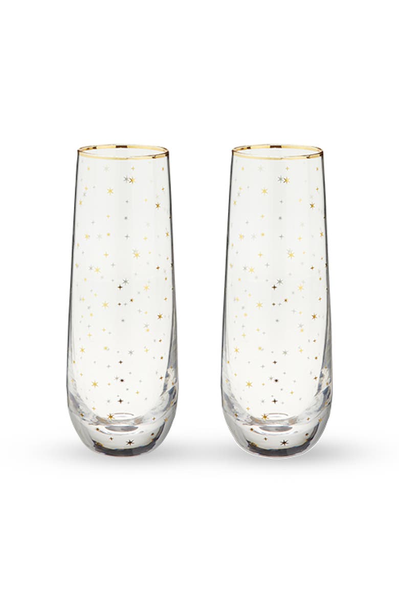 Starlight Stemless Champagne Flutes Set of 2, Alternate, color, Gold
