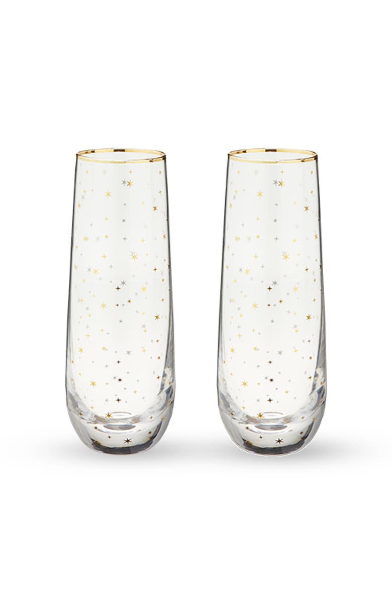 TWINE Starlight Stemless Champagne Flutes Set of 2, Alternate, color, Gold