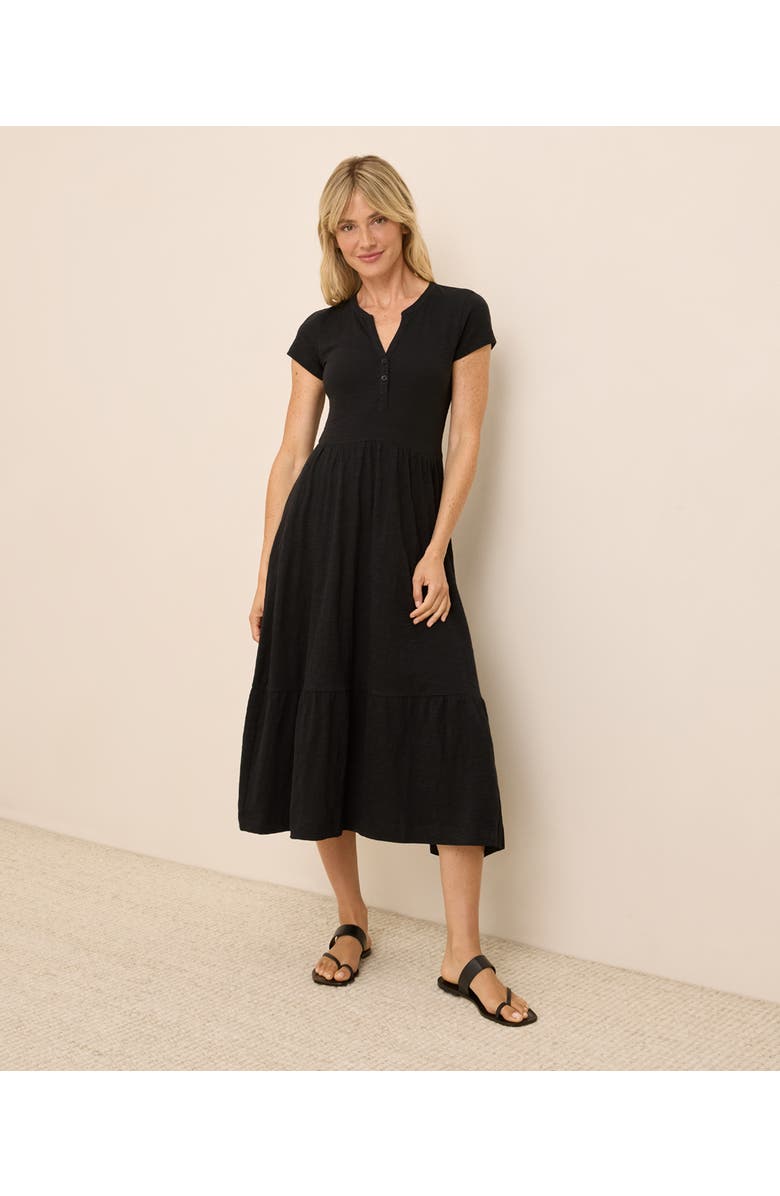 Pact Organic Cotton Relaxed Slub Henley Market Dress, Main, color, Black