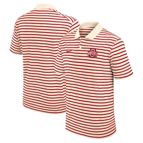 Men's Nike Cream Ohio State Buckeyes Solid Foundation Striped Performance Polo