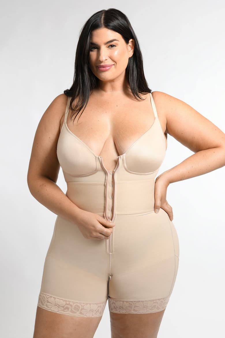 AirSlim ElasticFuse Waistband Shaping Bodysuit, Alternate, color, Buttercream