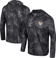 COLOSSEUM Men's Colosseum Black Vanderbilt Commodores Palms Printed Lightweight Quarter-Zip Hooded Top