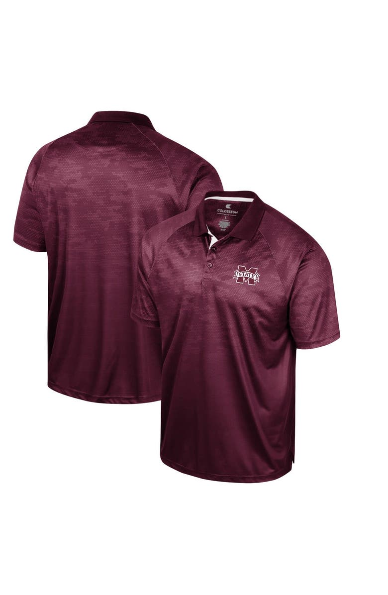 COLOSSEUM Men's Colosseum Maroon Mississippi State Bulldogs Honeycomb Raglan Polo, Main, color, Maroon