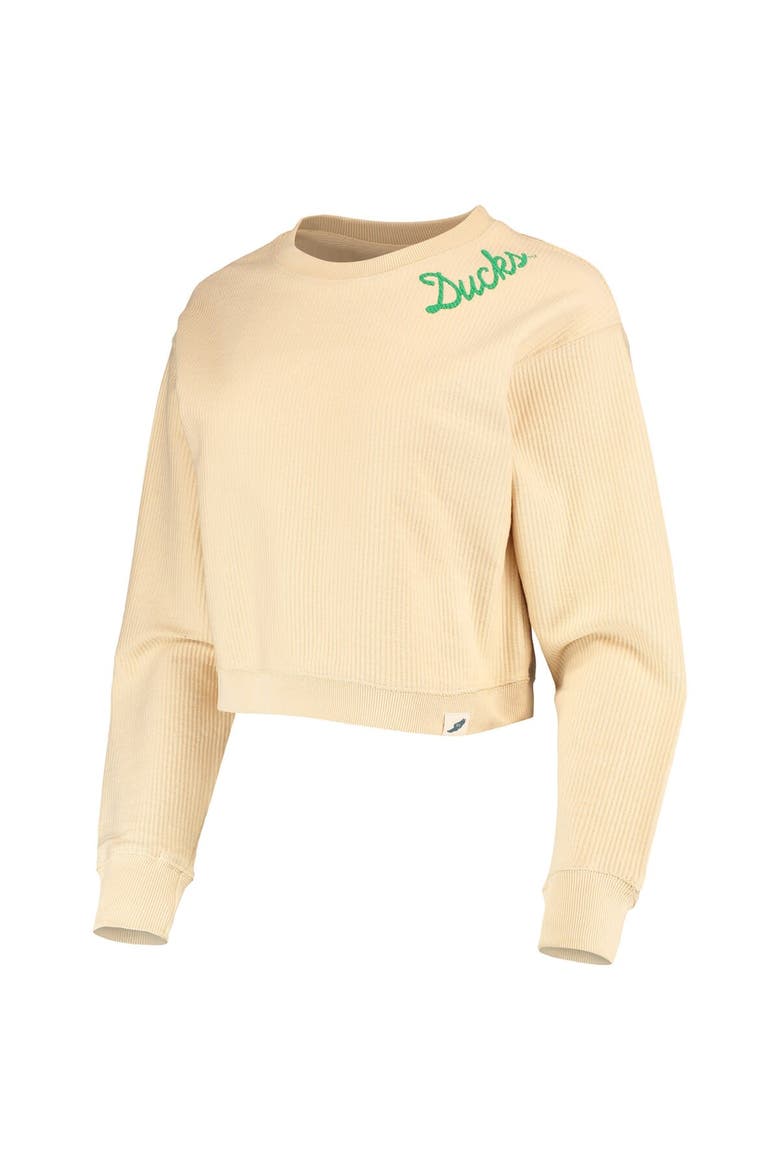 Women's League Collegiate Wear Cream Oregon Ducks Corded Timber Cropped Pullover Sweatshirt, Alternate, color, Cream
