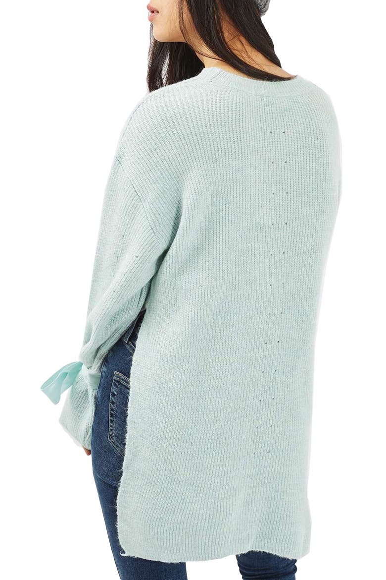 Tie Cuff Sweater, Alternate, color, BLUE