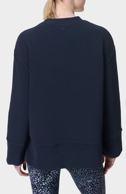 Sweaty Betty Peaceful Ottoman Rib Sweatshirt In Navy Blue