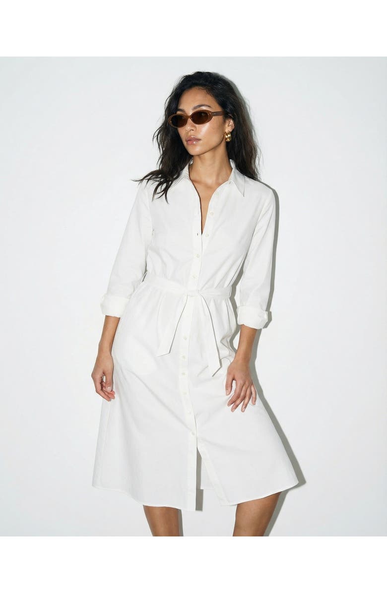 The Shirt by Rochelle Behrens The Long Sleeve Midi Dress, Alternate, color, White