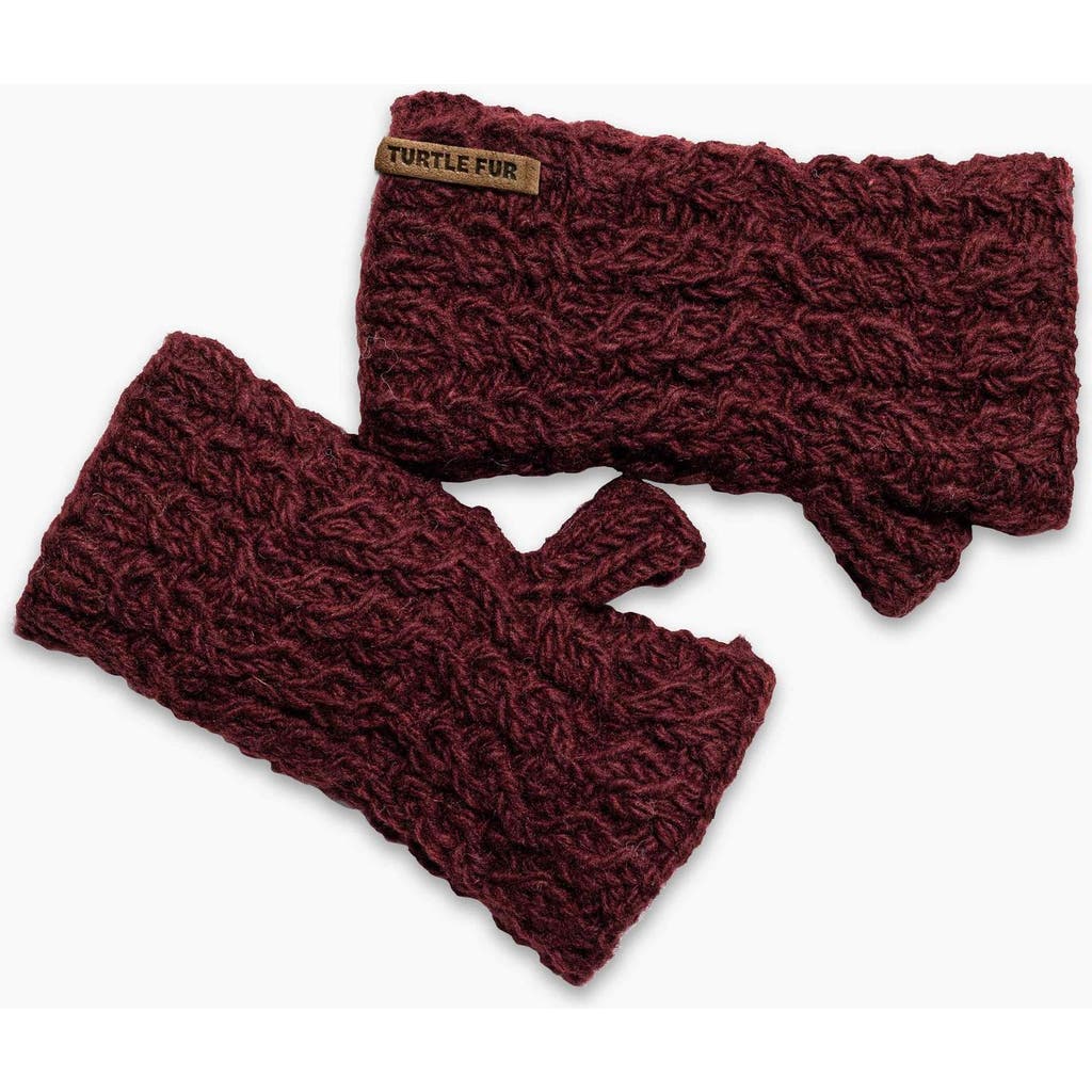 Turtle Fur Mika Wool Fingerless Mittens In Burgundy