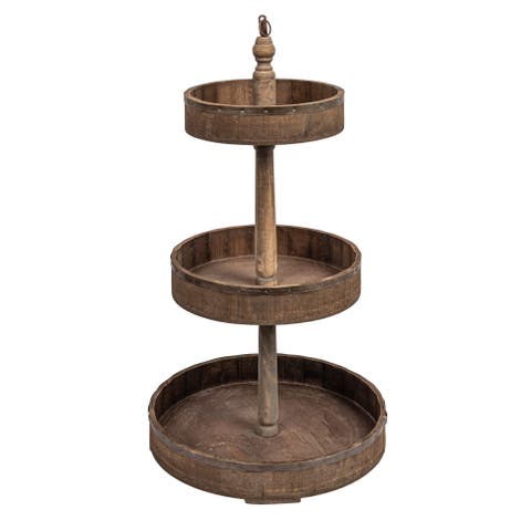 Decorative Wood & Tin 3 Tier Tray