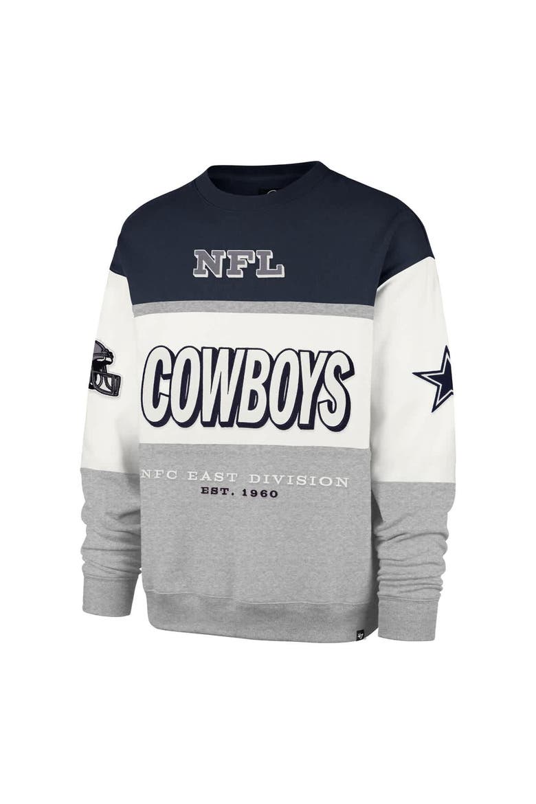 Men's '47 Navy/Gray Dallas Cowboys Breeze Maximalist Sweatshirt, Alternate, color, Navy