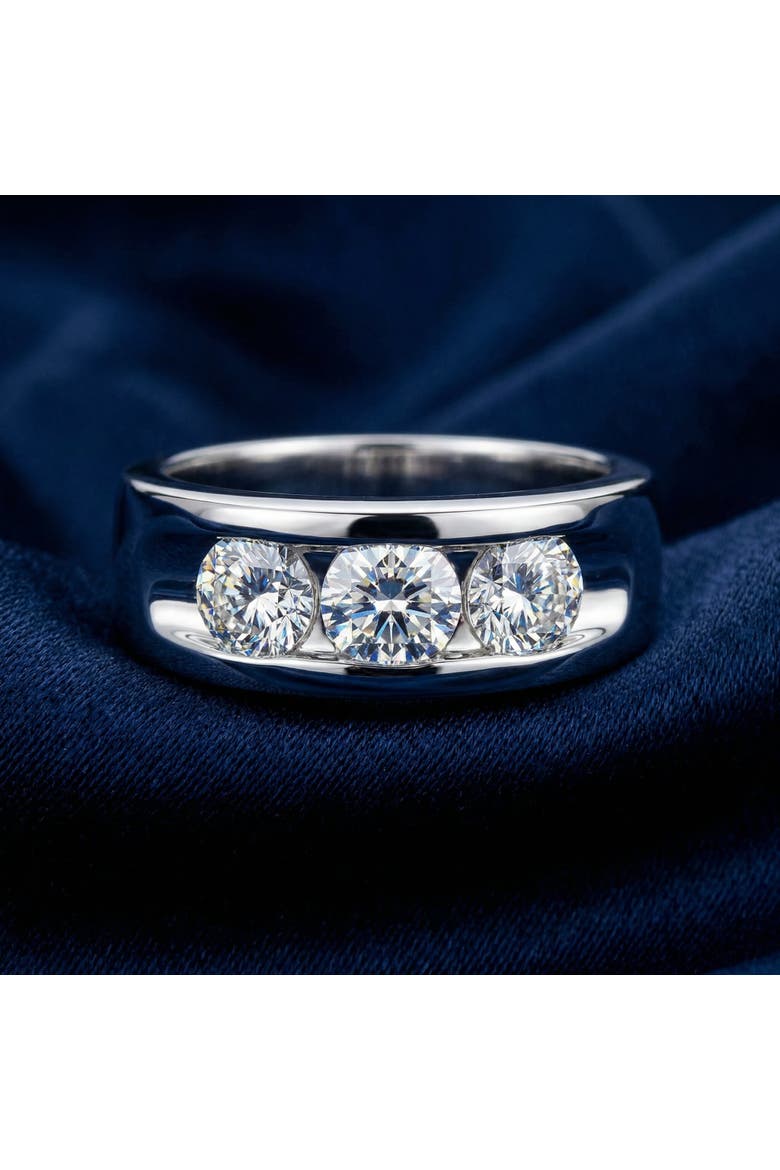 2 1/4Ct Diamond Men's Three Stone Ring 10k Gold Lab Grown, Alternate, color, 10k White Gold