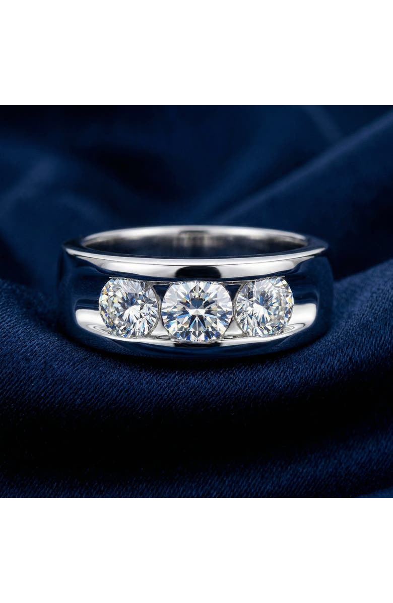 Bliss Diamond 2 1/4Ct Diamond Men's Three Stone Ring 10k Gold Lab Grown, Alternate, color, 10K White Gold