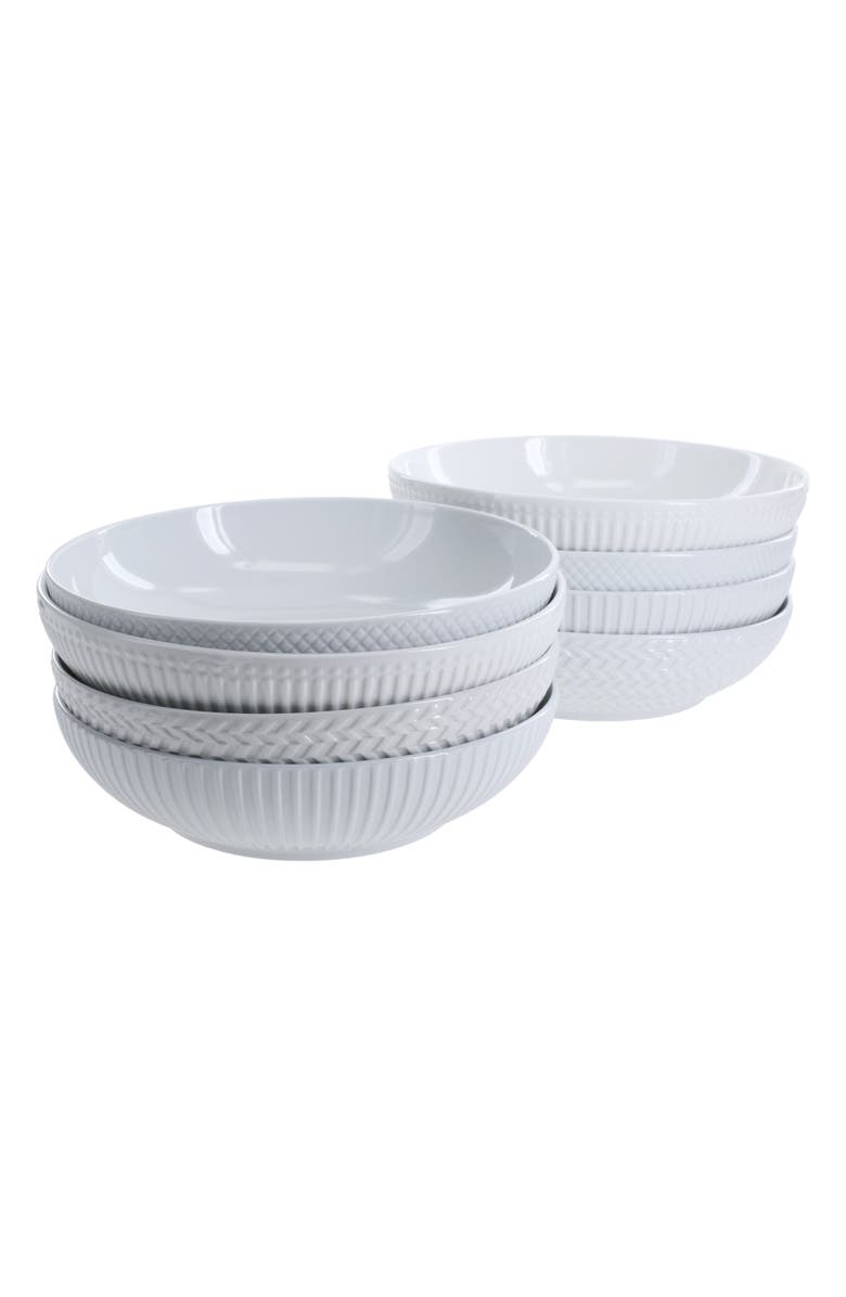 BIA Cordon Bleu Set of 8 Assorted Textured Pasta Bowls, Main, color, White