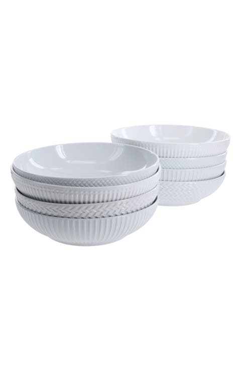 Set of 8 Assorted Textured Pasta Bowls