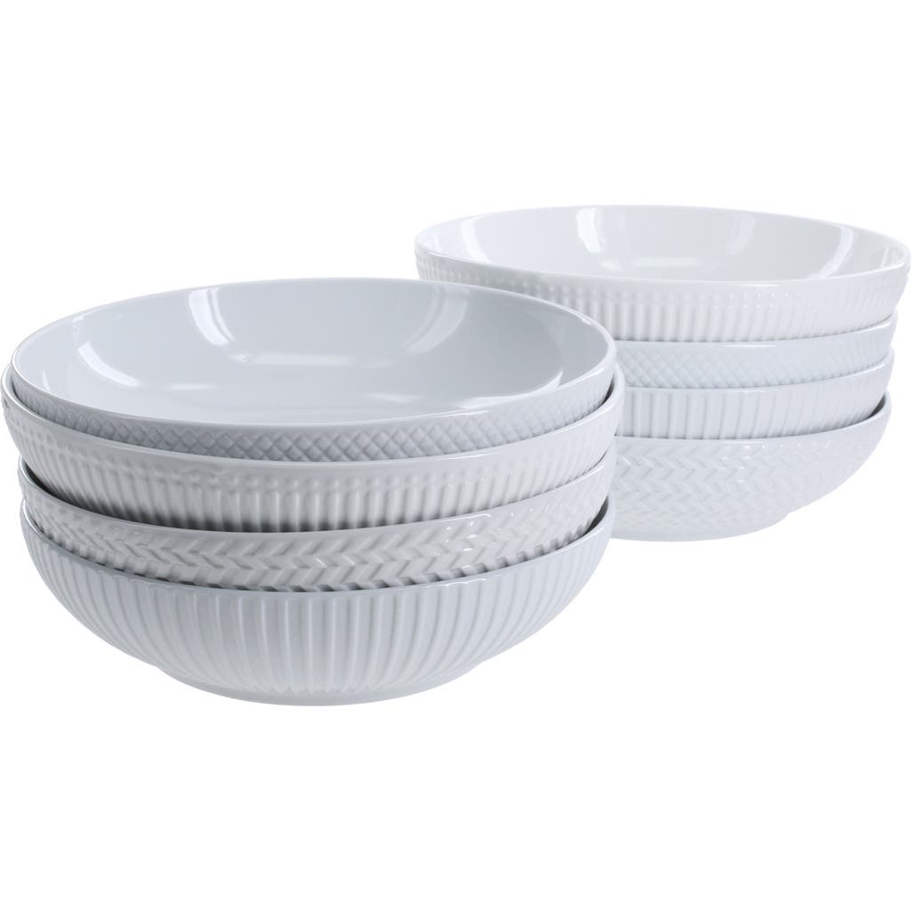 Bia Cordon Bleu Set Of 8 Assorted Textured Pasta Bowls In White
