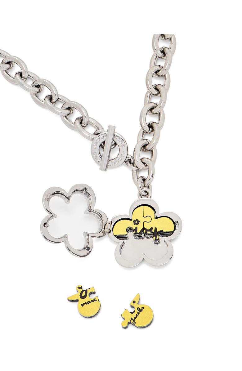 Marc Jacobs Daisy Puzzle Locket Necklace, Alternate, color, Silver/ Multi