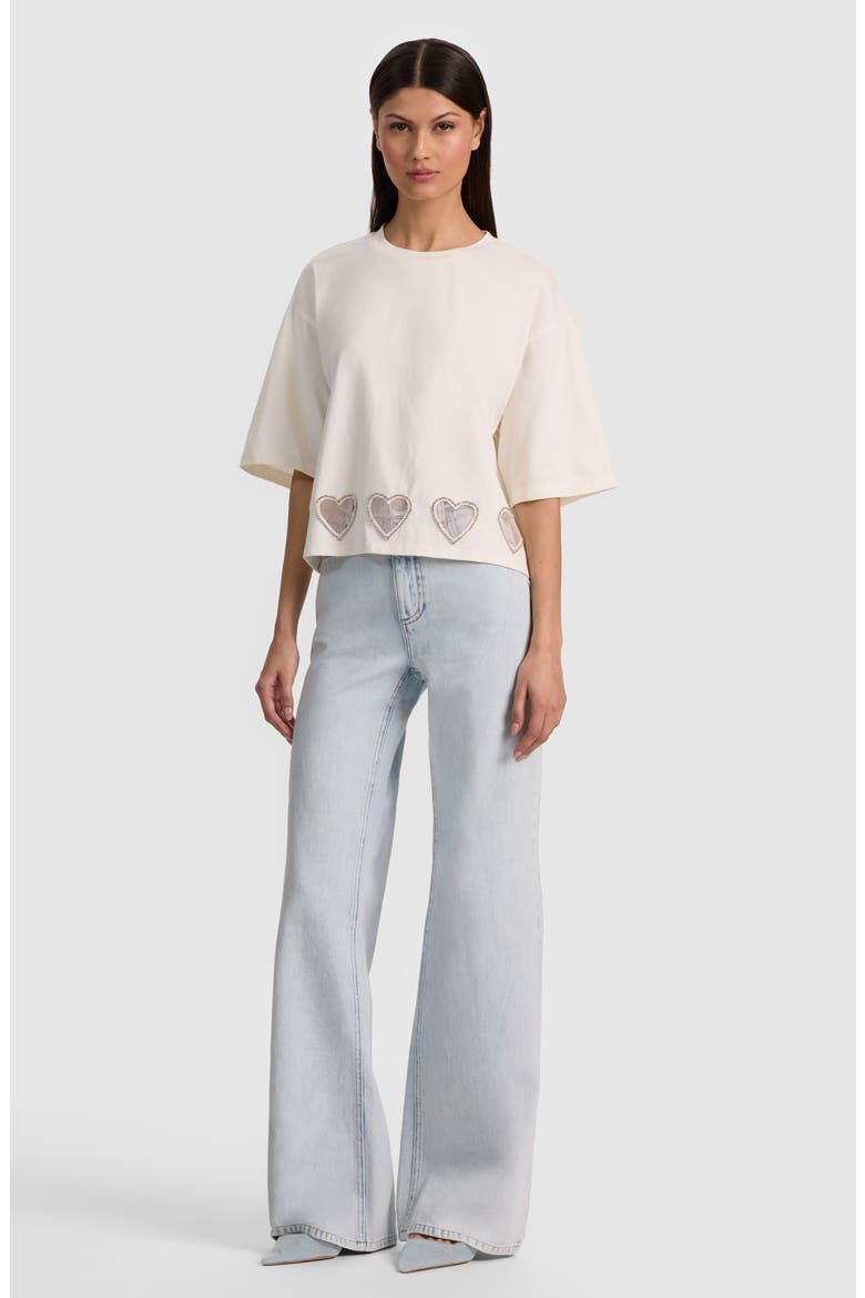 Evan Heart Cutout Oversized Crop Top, Alternate, color, OFF WHITE