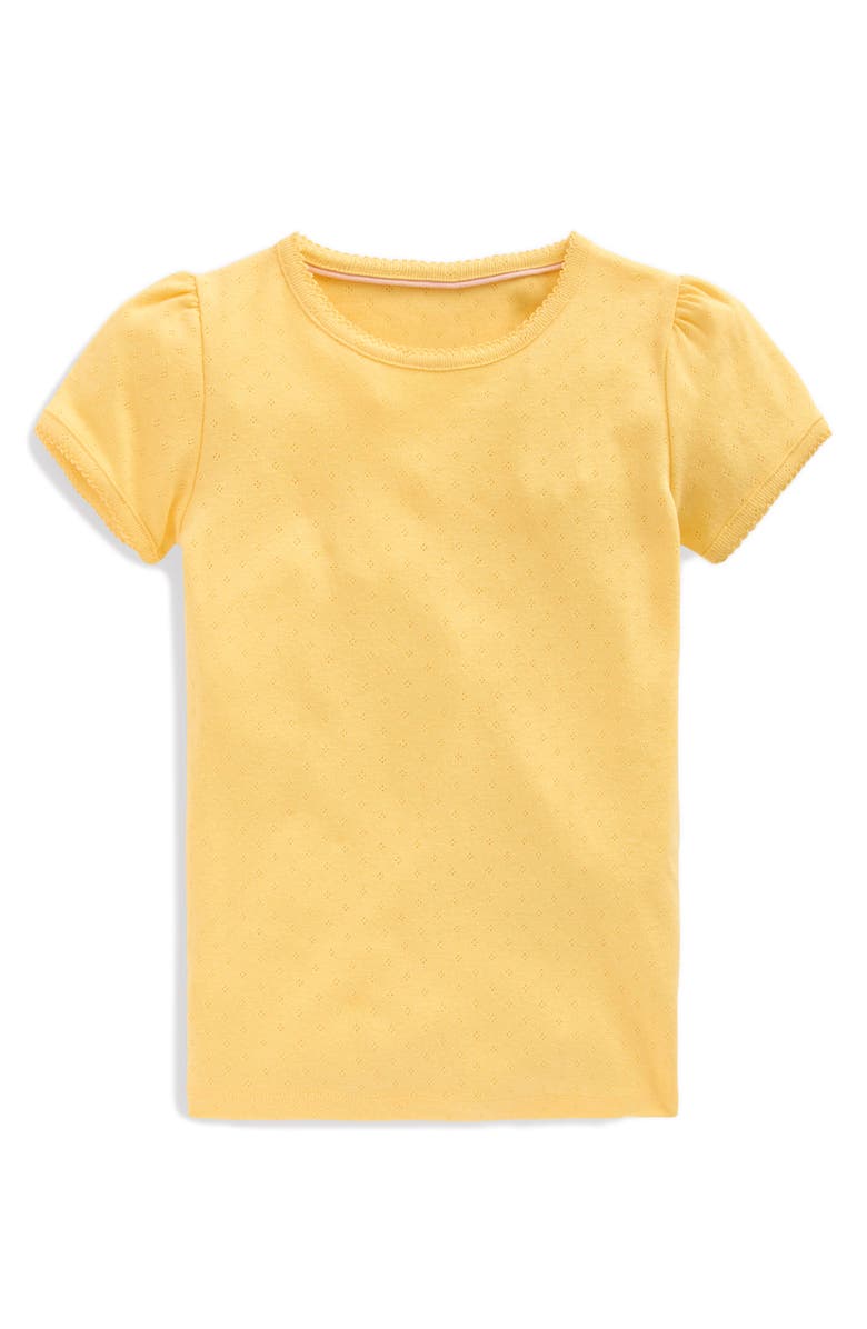 Mini Boden Kids' Cotton Pointelle T-Shirt, Main, color, Yellow